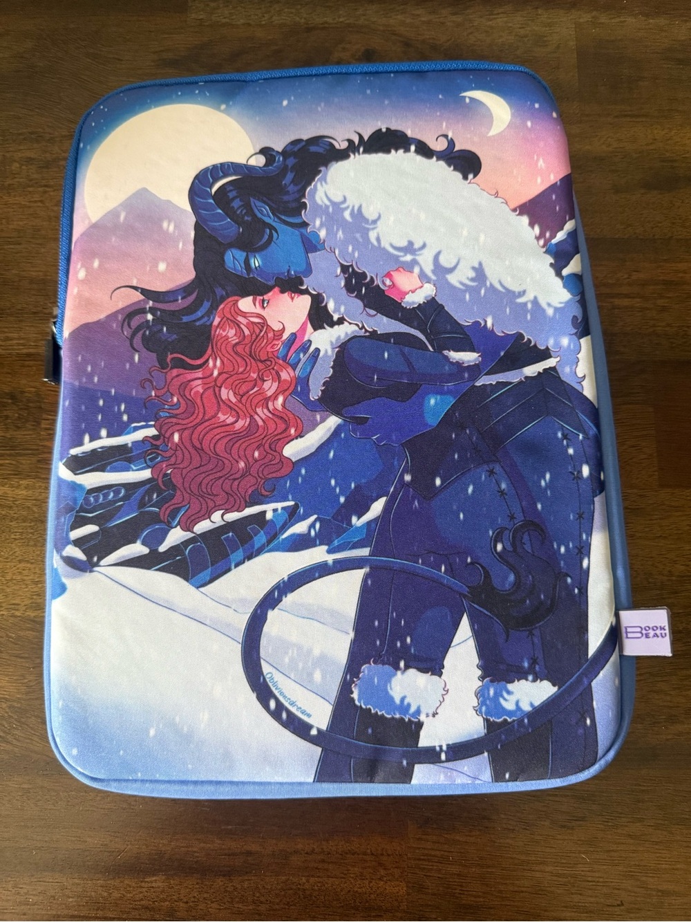 Book Beau Book Cover/Tablet Sleeve Beauty And The Beast Theme Zip Top EUC.